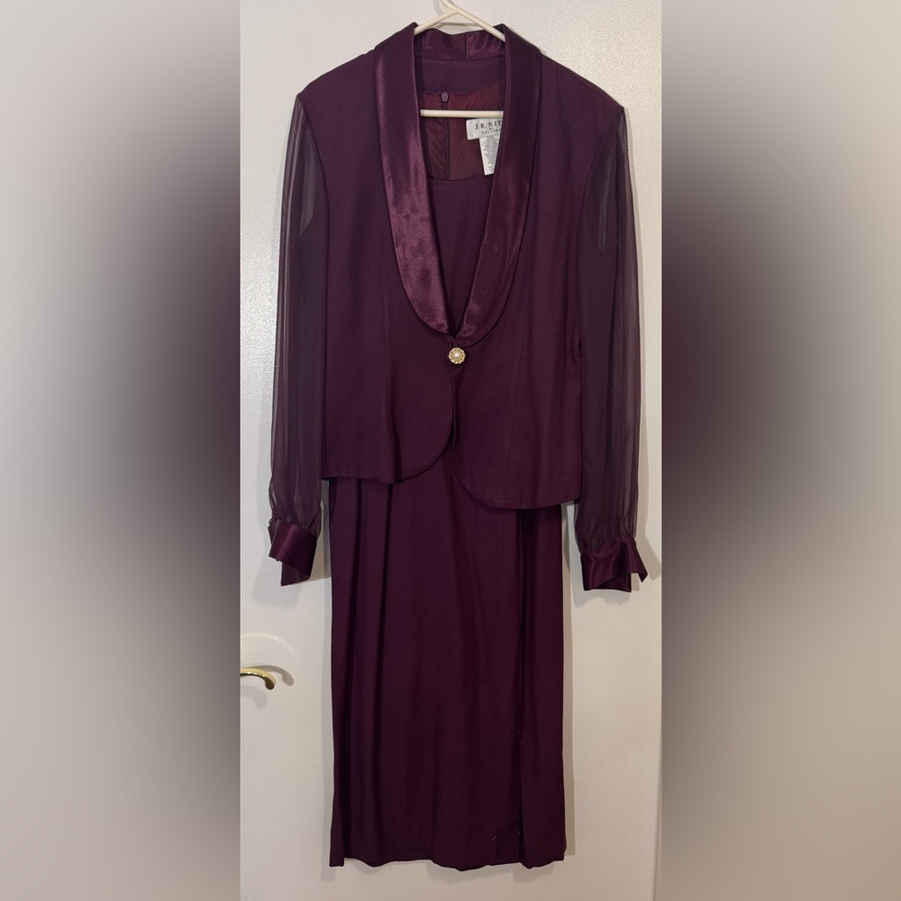 Chic Long Sleeve Purple Dress with Sheer Details
